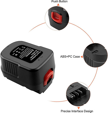 Аккумулятор ADVNOVO 12V 3.5Ah Ni-MH для инструментов Black & Decker A12, HPB12, FS120B, 3500 мАч 12В Киев - изображение 4