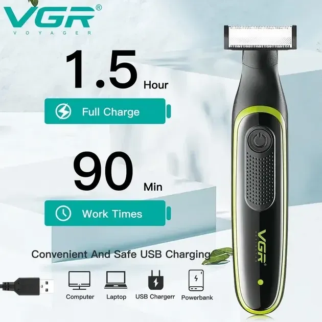 Компактний Тример акумуляторний VGR V017 pr для стрижки з насадками, вологозахисний корупс Одеса - фото 8