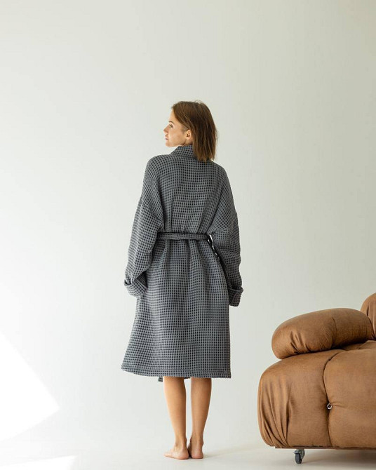 Женский халат из вафельной ткани Графит, L-XL Харьков - изображение 3