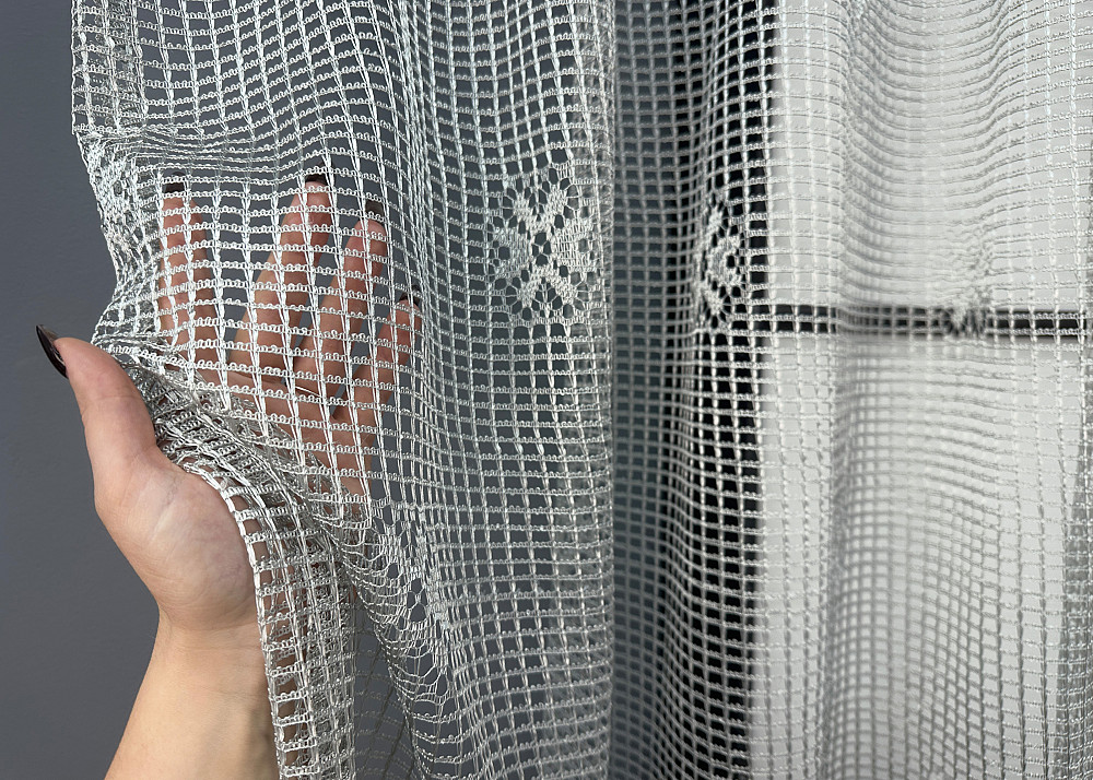 Тюль сетка VR-Textil Juli № 1232т Арка на кухню цвет серый с черным 400х150 см (53-0160) Киев - изображение 3