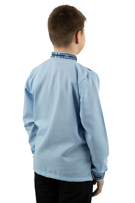 Вишиванка для хлопчиків, блакитна лляна топ Київ - фото 5