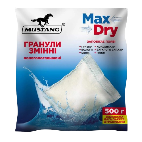 Вологопоглинач змінні гранули 500гр 1шт/пакет Мустанг Житомир