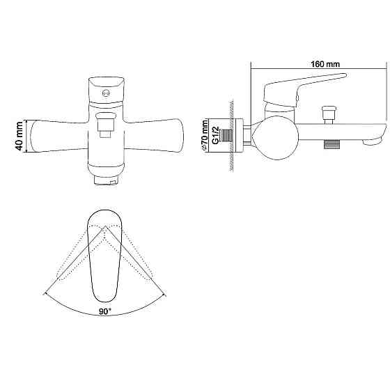 Змішувач для ванни RJ BUTTERFLY з душовим гарнітуром (RBZ074-3) Київ