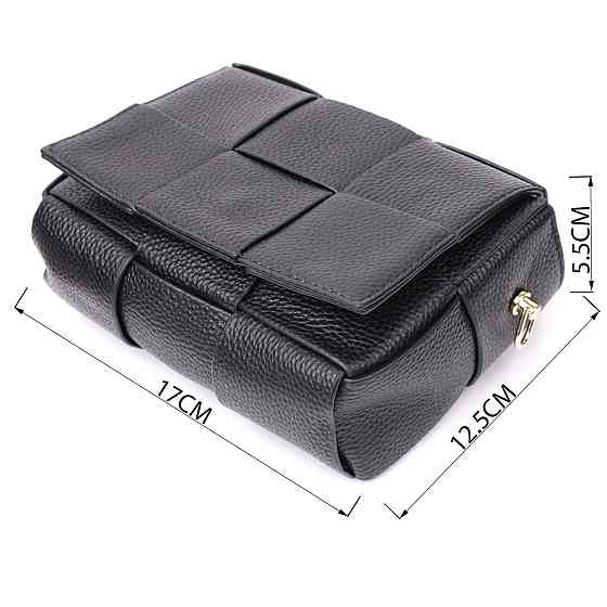 Классическая вечерняя сумка для женщин с переплетами из натуральной кожи Vintage 22313 Черная Киев