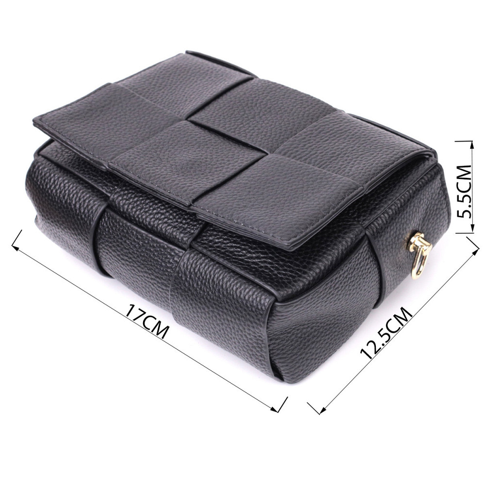 Классическая вечерняя сумка для женщин с переплетами из натуральной кожи Vintage 22313 Черная Киев - изображение 3