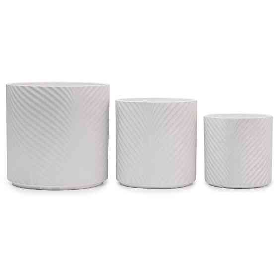 elemi Набір кашпо для квітів керамічні elemi "Листок" (13"; 16"; 19") (1,3 л; 2,3 л; 4,5 л) біл Коломыя