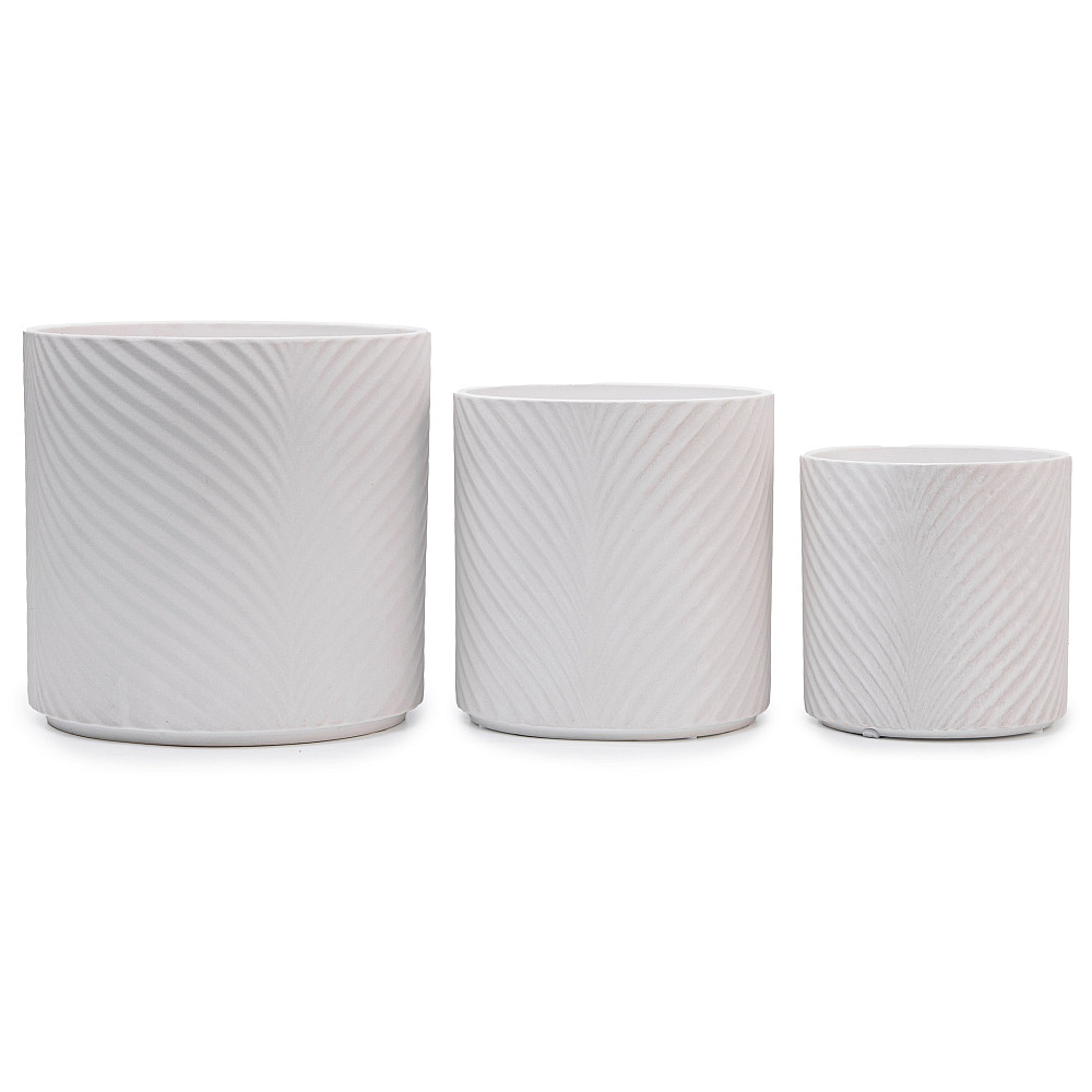 elemi Набір кашпо для квітів керамічні elemi "Листок" (13"; 16"; 19") (1,3 л; 2,3 л; 4,5 л) біл Коломия - фото 1