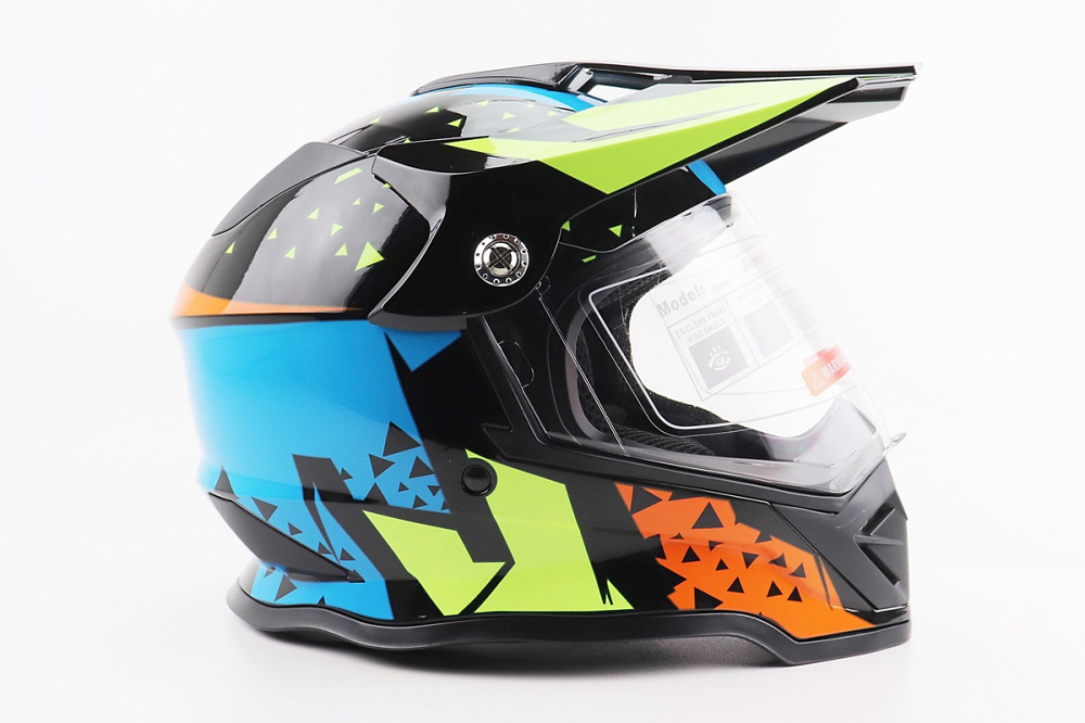 Шолом кросовий/ендуро/АТV зі склом BLD-819-7 L (59-60см), ЧОРНИЙ/ЖОВТО-СИНІЙ Киев - изображение 3