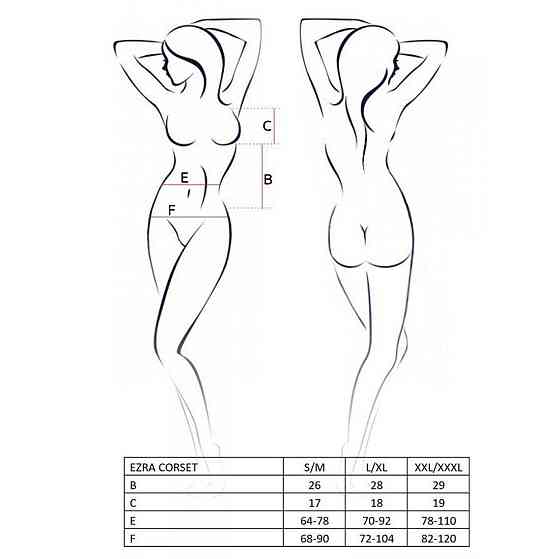 Корсет с декольте Passion ERZA CORSET S/M, black, пажи, трусики, полупрозрачный Sex Aura Киев