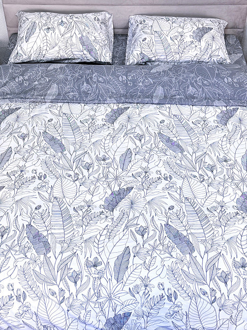 Ecotton Комплект постільної білизни Ecotton полуторний 150х215 см сатин двосторонній білий (рис Киев - изображение 3