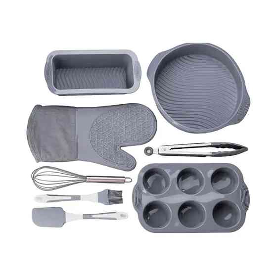 Силіконовий набір форм для випічки з антипригарним покриттям з кухонним приладдям та прихваткою 8 шт HP34543 Коломия
