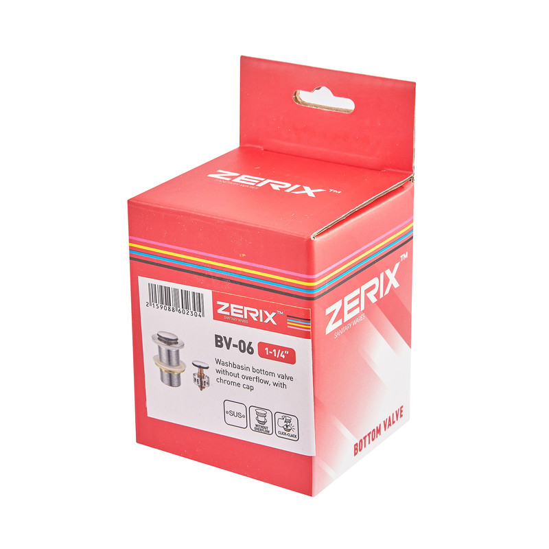 Донный клапан для раковины Zerix BV-06 1 1/4'' без перелива автоматический СLICK-СLACK (Цвет хром) (ZX6023) Киев - изображение 9