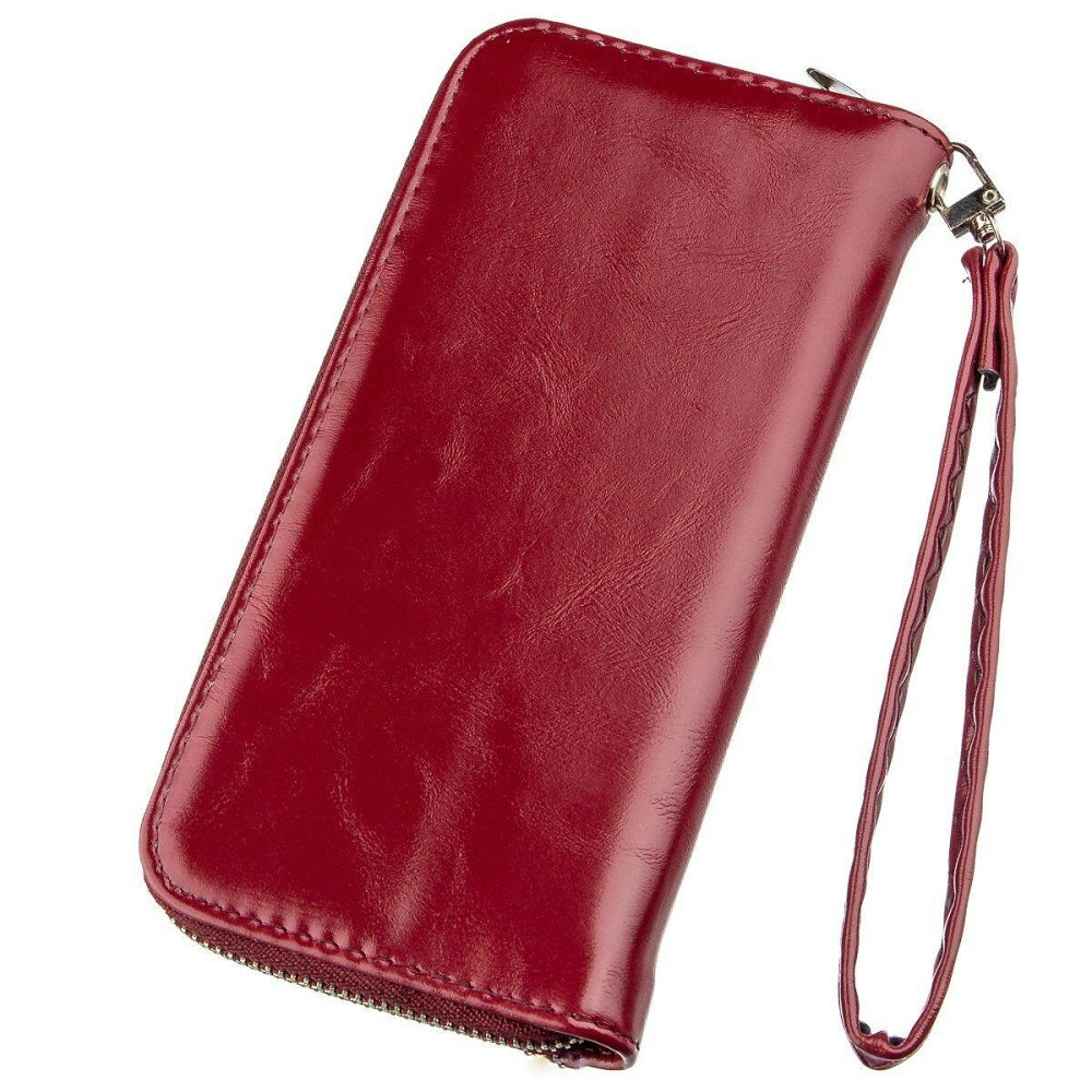 Кошелек женский на одну молнию из экокожи гладкий KIVI 19035 Бордовый Киев - изображение 4