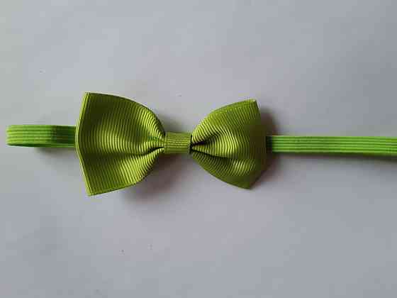 Дитяча повязочка на голову салатова - розмір універсальний (на резинці), бантик 7см Київ