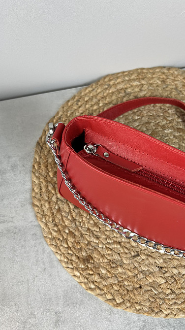 Женская кожаная сумочка, Стильная сумка из натуральной кожи, Маленькая красная сумка на плечеMasterSem Киев - изображение 6