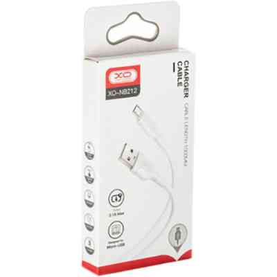Дата кабель USB 2.0 AM to Micro 5P 1.0m NB212 2.1A White XO (XO-NB212m-WH) Винница