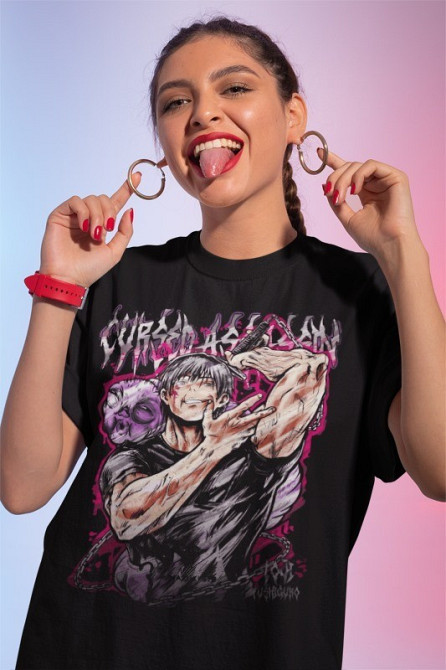 Футболка аниме Магическая битва оверсайз (S/M/L) Черний AnimeJ0139 Днепр - изображение 1