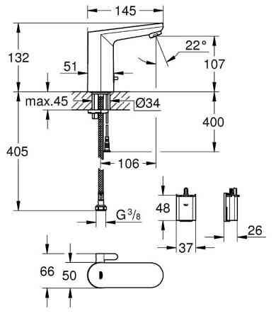 Інфрачервона електроніка для раковини зі змішувачем Grohe Eurosmart Cosmopolitan E (36327002)   ( 22227 ) Харків