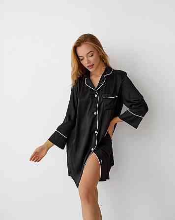 Жіноча нічна сорочка подовжена шовкова Чорний S Харків