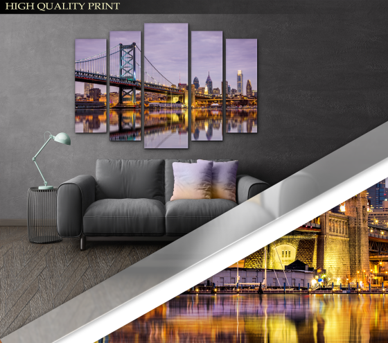 Модульна картина Місто Міст Art-301_5 ( 80х118см ) Київ