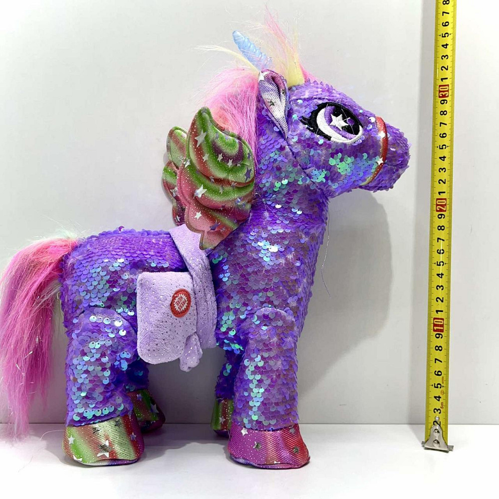 Іграшка м'яка інтерактивна Казкова конячка єдиноріг повідець звук світло Фіолетова (M 6203 I UA) Чернигов - изображение 8