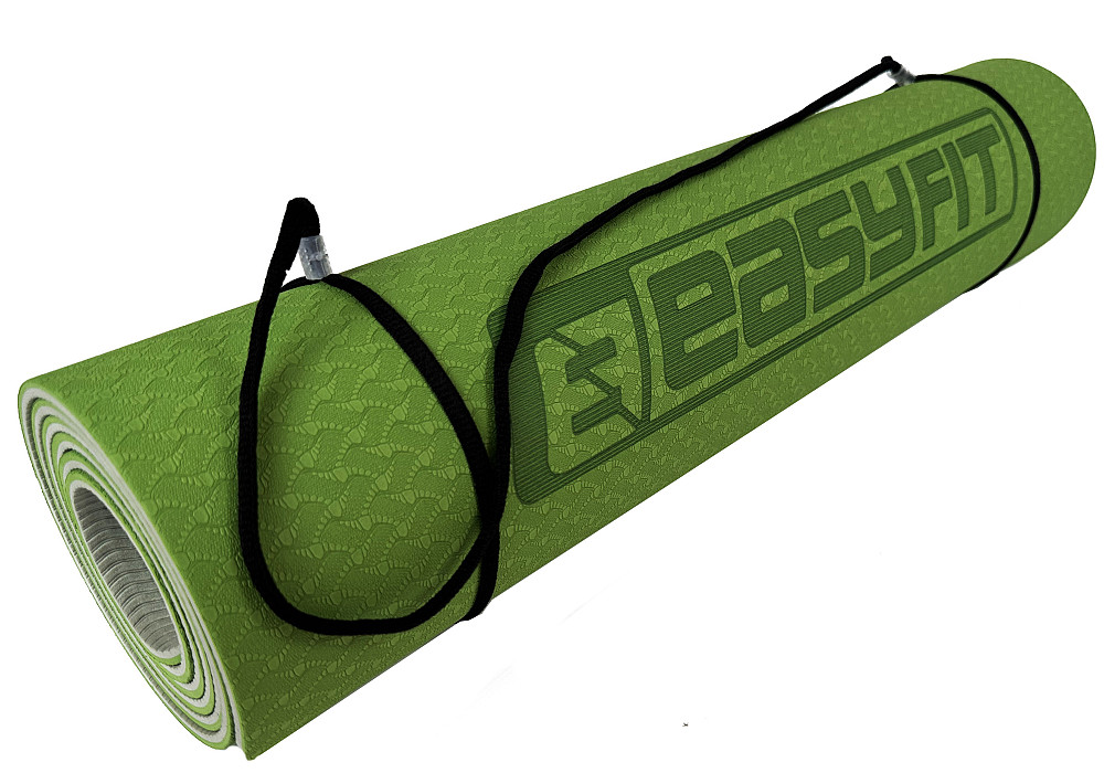 EasyFit Килимок для йоги та фітнеса EasyFit TPE+TC 6мм двошаровий + Чохол зелений з сірим Коломия - фото 6