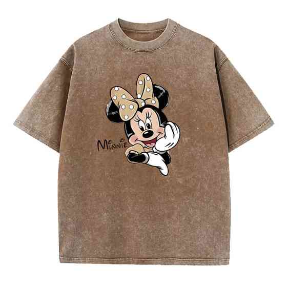 Футболка оверсайз вініж із принтом Мінні-бант Бежевий Харків