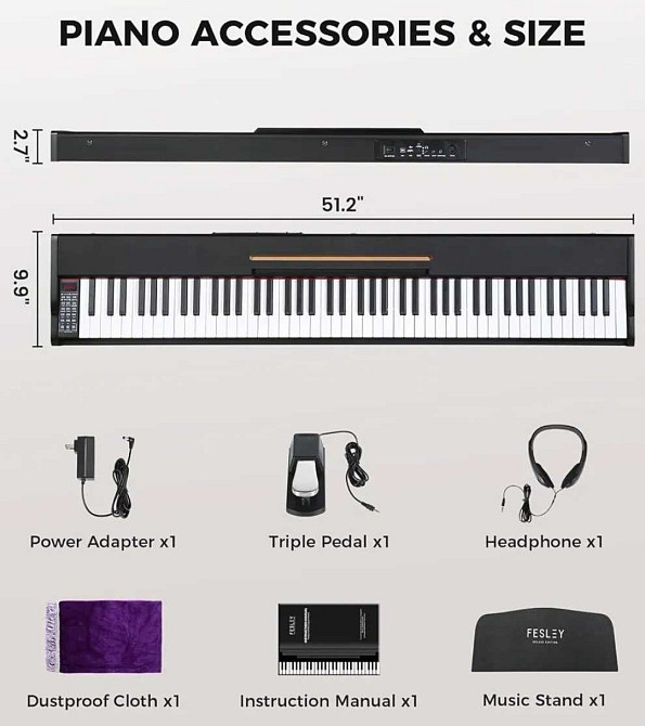 Цифровое пианино Fesley FEP300 (педаль, пюпитр, наушники, адаптер) Харьков - изображение 4