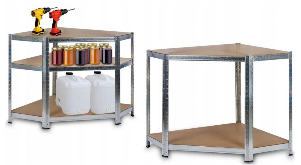 Металлический угловой стеллаж 180x30x90 5 полок (серый) Киев - изображение 4