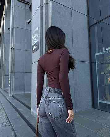 Жіночий базовий боді з акцентним пірсингом на грудях віскоза Шоколад, 42/44 Одеса