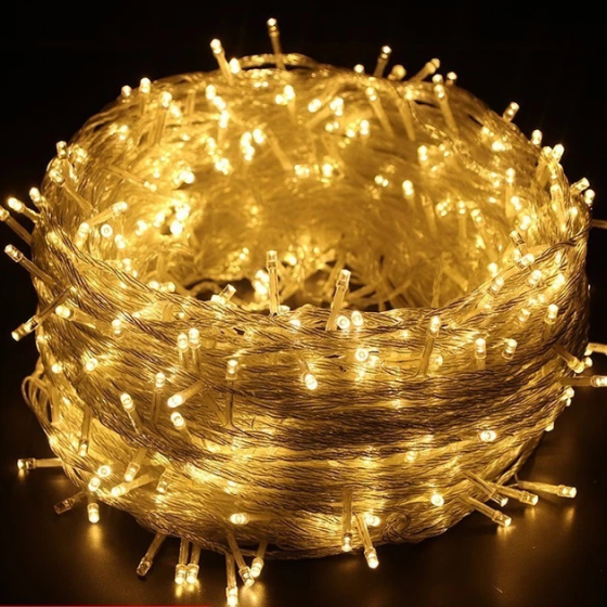 Світлодіодна гірлянда 100 LED / 10 метрів: Теплий білий, Пульт, Таймер, 8 режимів, Водонепроникна Київ