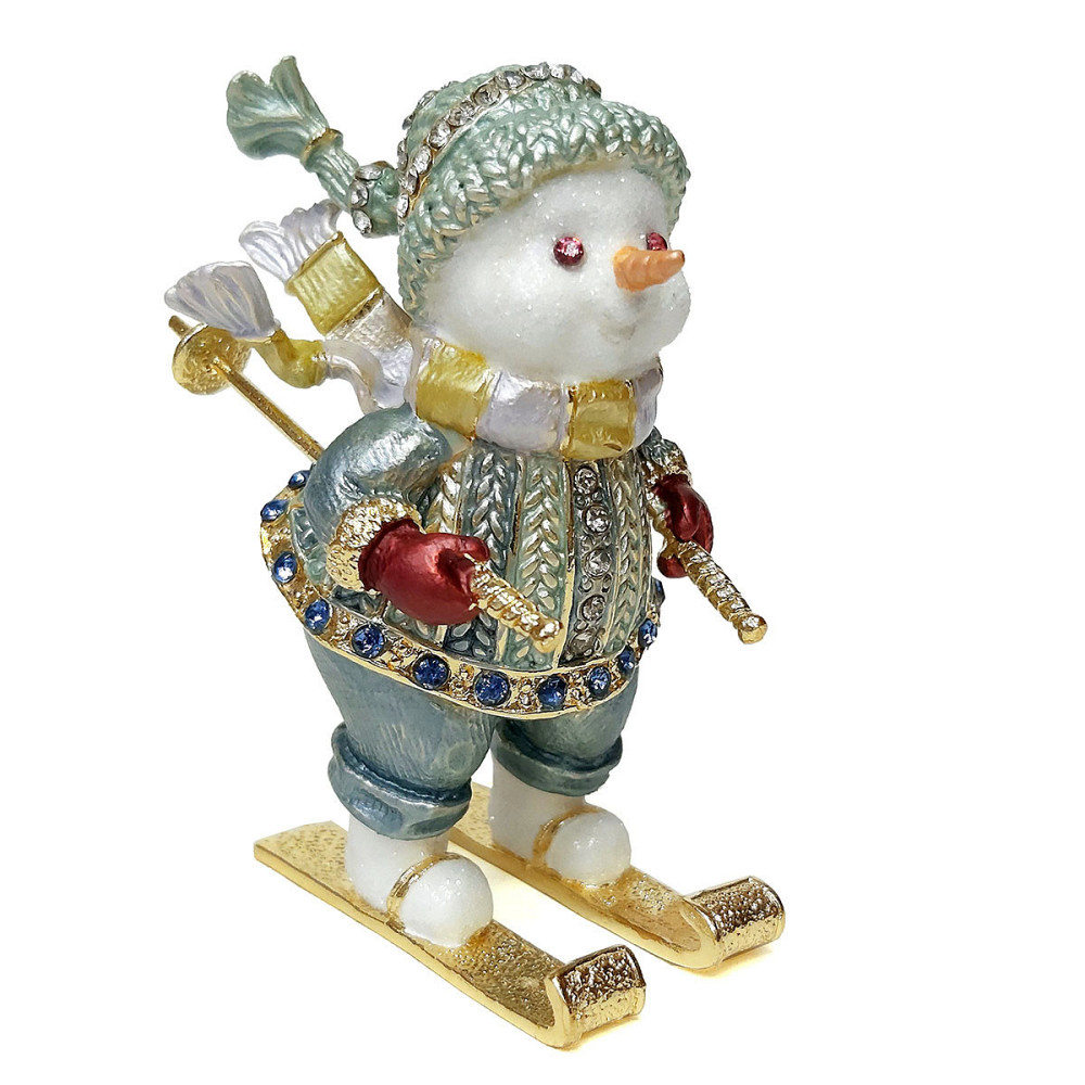 Скринька новорічна зі стразами Сніговик на лижах Київ - фото 1