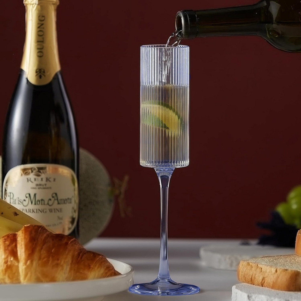 Бокал для шампанского и игристых вин 165 мл, 1 шт, многоразовый, пластиковый, прочный для вина и напитков прозрачно-синий Каменец-Подольский - изображение 11