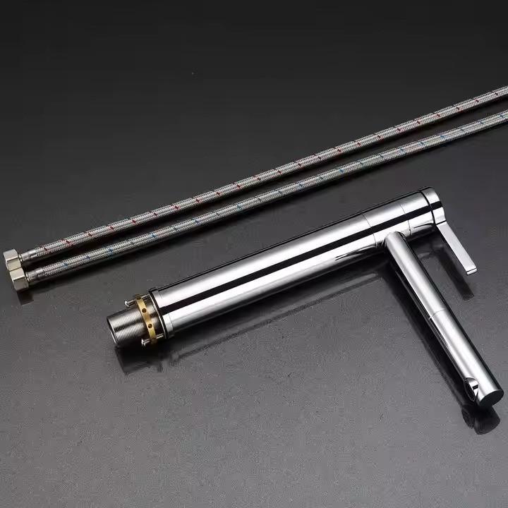 Змішувач для умивальника, раковини одноважільний з латуні, сріблястого кольору Кам'янець-Подільський - фото 5