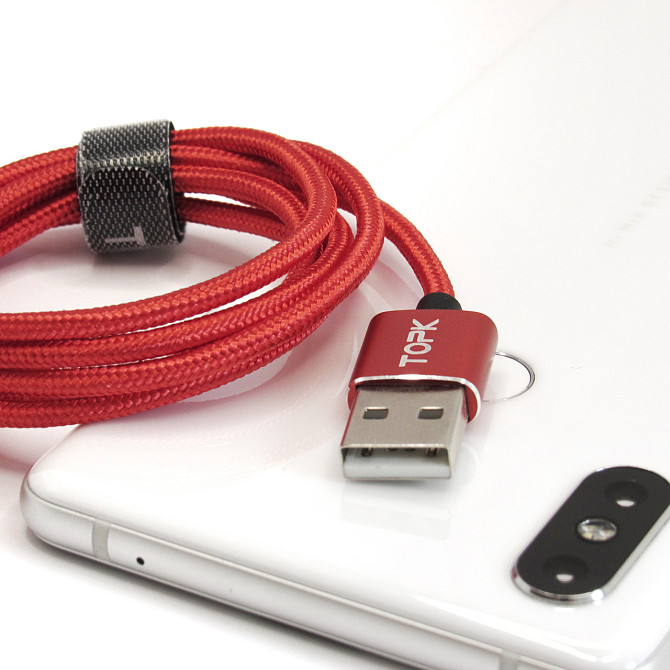 Магнітний MicroUsb кабель TOPK AM51 Red Київ - фото 2