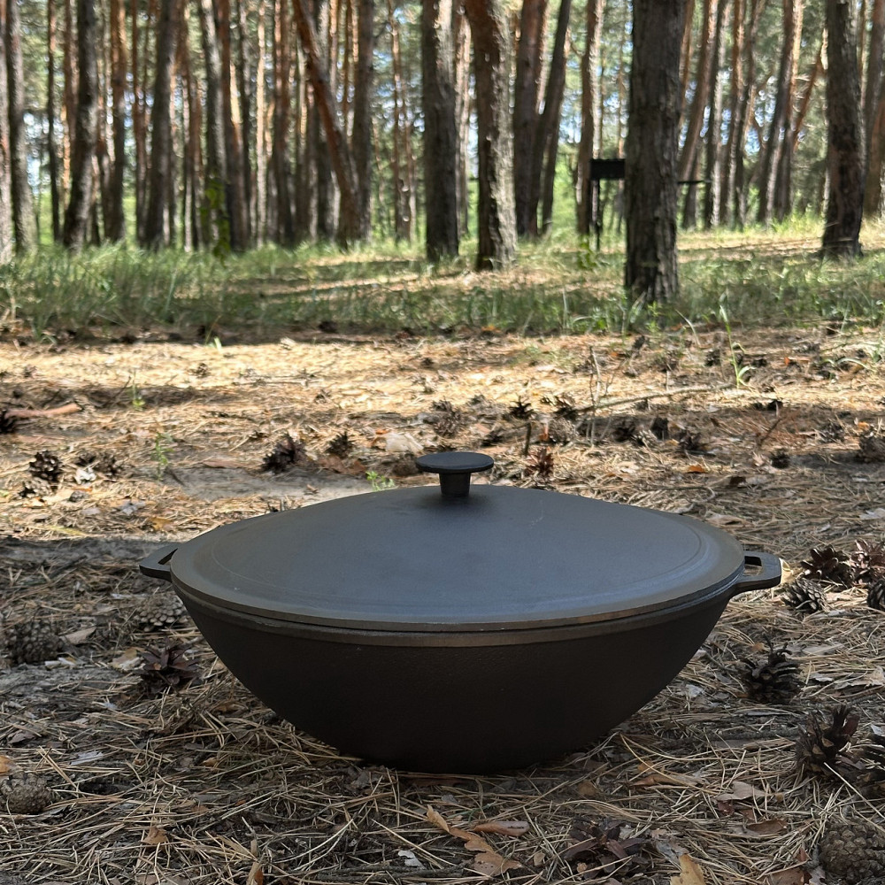 Сковорода WOK-08 чавунна з кришкою 8л Київ - фото 1