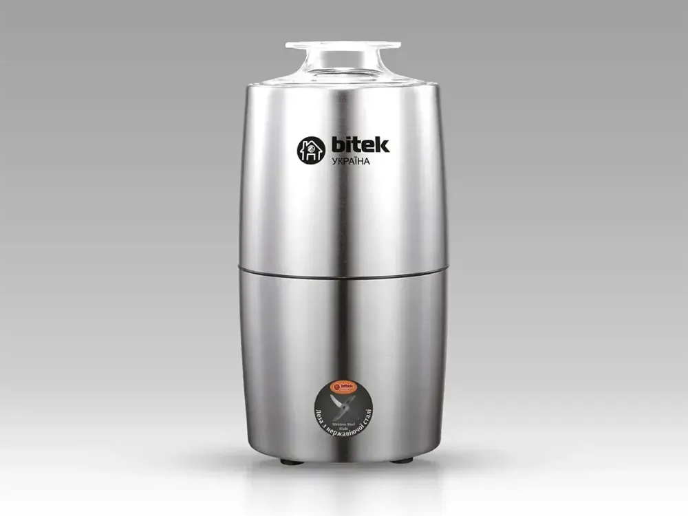 Кавомолка електрична BITEK BT-7122 1000Вт 200г з ножами з нержавіючої сталі та прозорою кришкою Одеса - фото 4