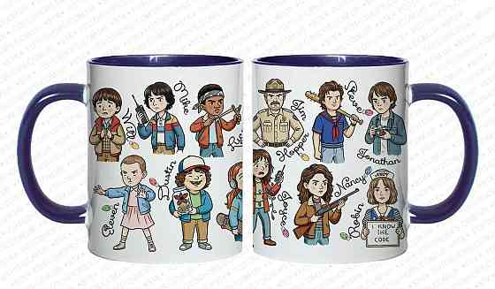 ☕ Кухоль з головними героями серіалу «Дуже дивні справи» (Stranger Things) Білий з червонім Одеса