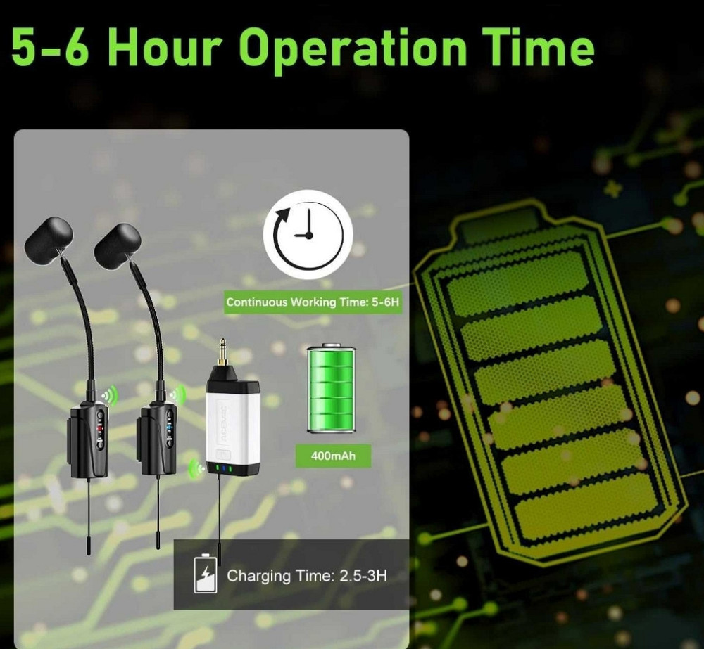 Радіосистема подвійний мікрофон для акордеона баяна ACEMIC Q2/AT-5 Харків - фото 1