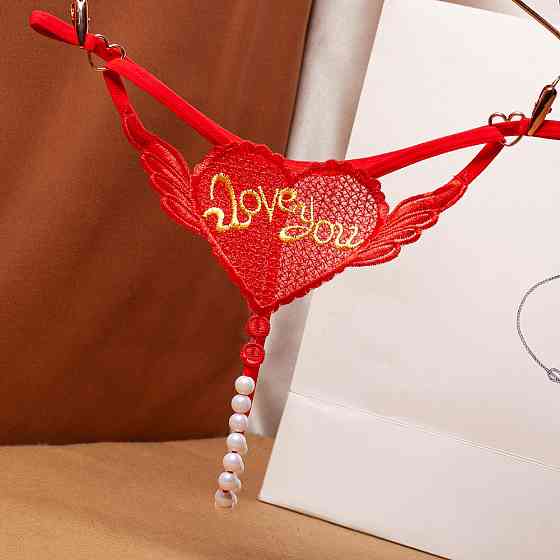 Трусики з намистинками Love you one size червоний Київ
