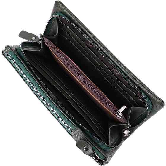 Удобный кошелек для женщин с кистевым ремнем из натуральной кожи ST Leather 23104 Зеленый Киев