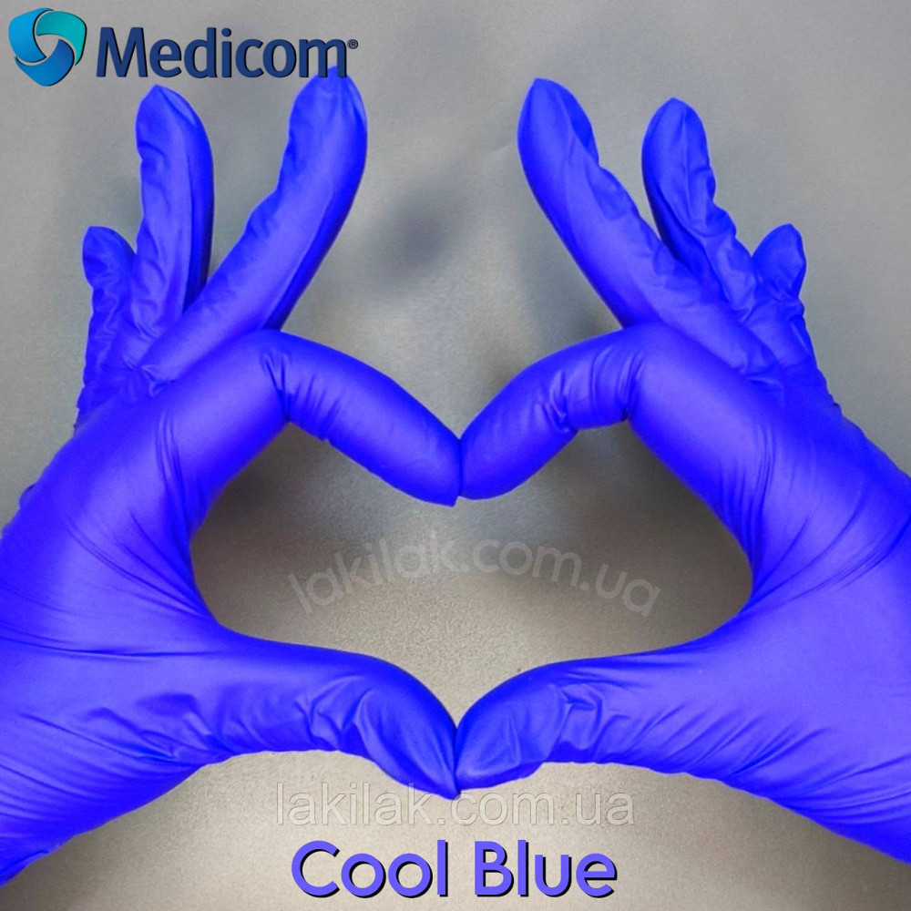 Рукавички нітрилові Medicom Cool Blue розмір M 3,5гр (сині) 100 шт Херсон - фото 1