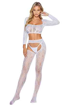 Бодистокинг - Bodystocking 2078, white - One Size Sex Aura Киев