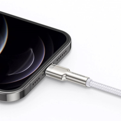 Дата кабель USB 2.0 AM to Lightning 1.0m Cafule Series Metal 2.4A White Baseus (CALJK-A02) Вінниця - фото 6