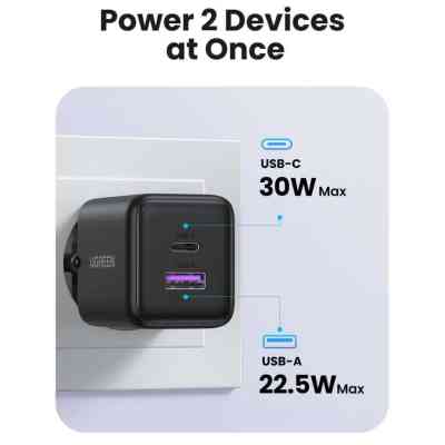 Зарядное устройство Ugreen USB + USB-C GaN 30W X516 black (65014) Винница