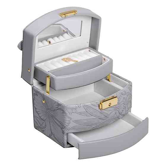 Шкатулка для прикрас з еко-шкіри, 3 яруси, з замком Київ