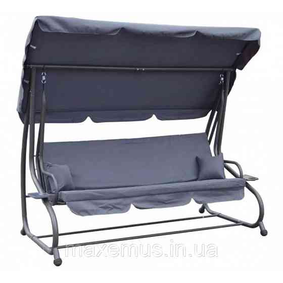 Садовые качели для дачи и дома трехместные уличные качели с навесом Bonro Garden BW-002 дачные качели серые Мостиська