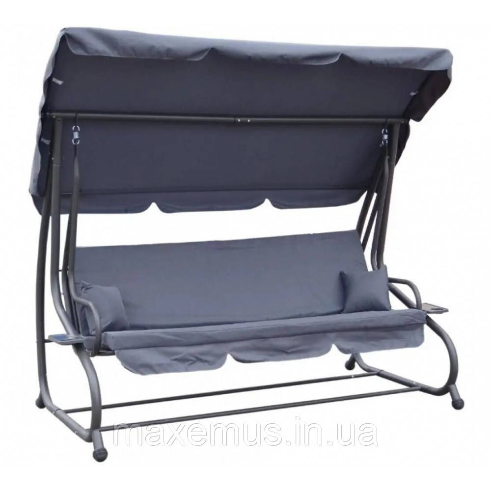 Садовые качели для дачи и дома трехместные уличные качели с навесом Bonro Garden BW-002 дачные качели серые Мостиська - фото 1
