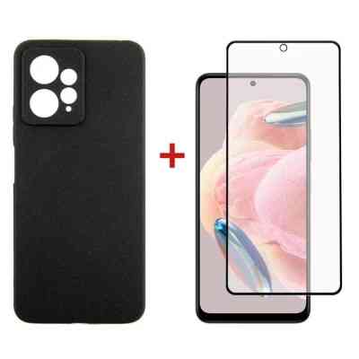 Чехол для мобильного телефона Dengos Kit for Xiaomi Redmi Note 12 4G case + glass (Black) (DG-KM-44) Винница