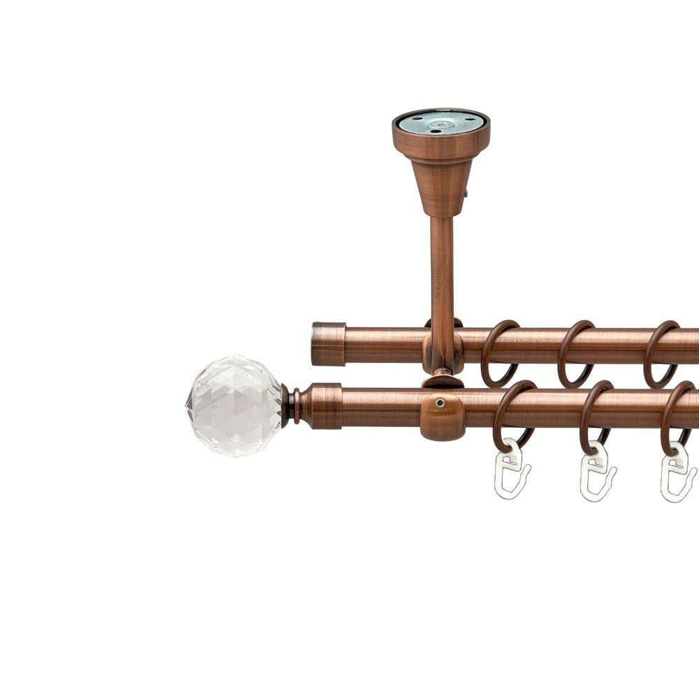 Карниз Orvit Люміера металевий дворядний відкритий до стелі гладка труба кільце металеве Мідь 16\16 мм 200 см Львов - изображение 1